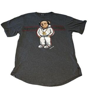 Contender Mens Large Bear Gray Hip Hop Graphic Crew Tee Gray 2XL‎